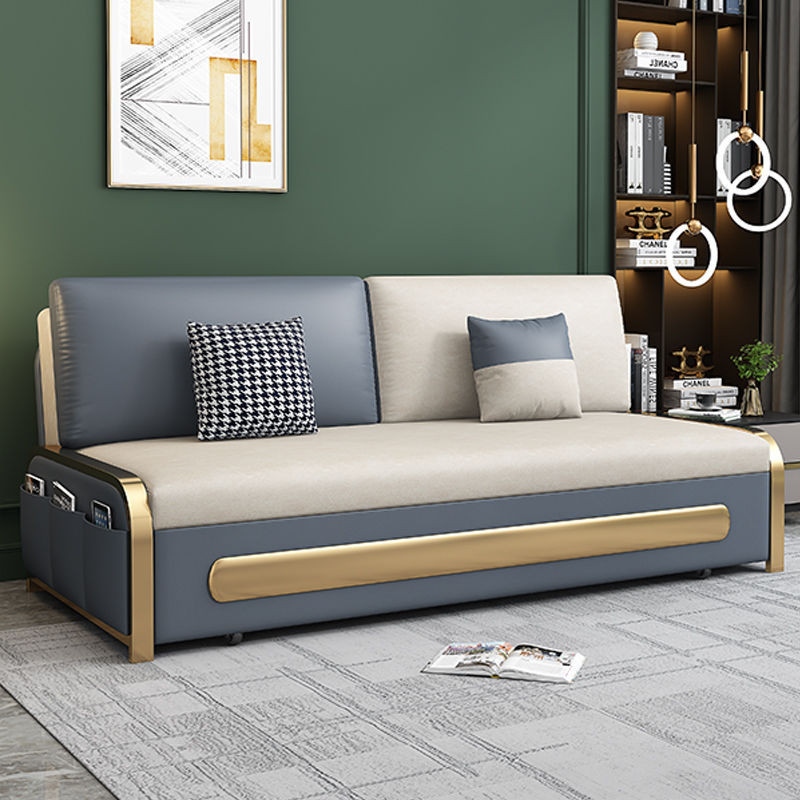 輕奢兩用沙發床可摺疊推拉小戶型簡約現代科技布單雙人儲物多功能