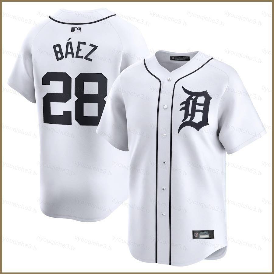 2024-2025 MLB 底特律老虎隊 Javier Baez 主場球衣棒球開衫 T 恤運動上衣粉絲版
