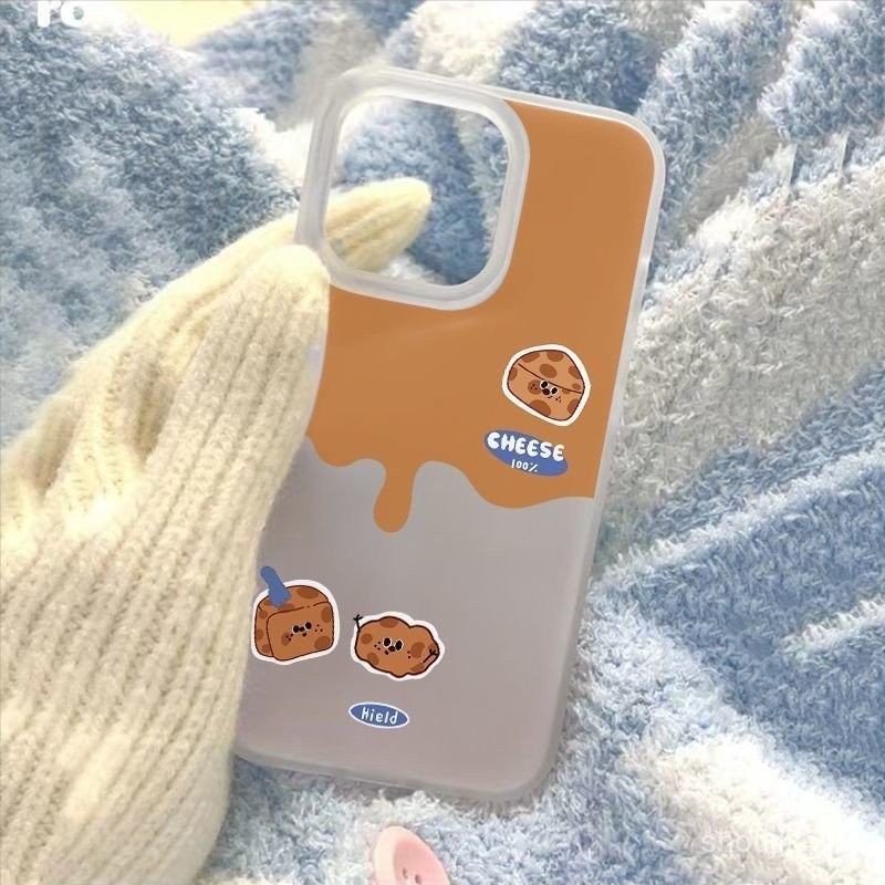 焦糖奶酪簡約高級感磨砂膚感半透明矽膠手機殼適用於蘋果iPhone15 ProMax 11 14ProMax  7Plus