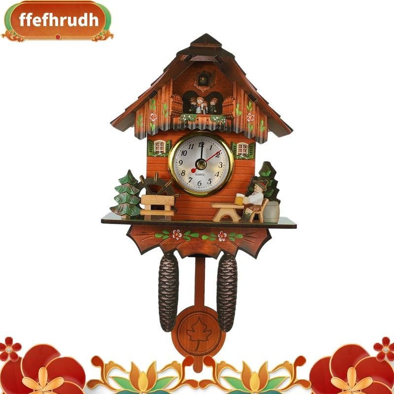 古董木製掛鐘鳥時間鐘擺動鬧鐘家居藝術裝飾 006 ffefhrudh