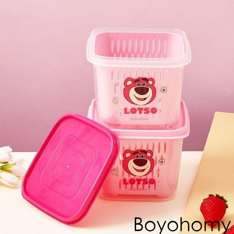 【Boyohomy】瀝水籃子 可愛草莓熊寶寶輔食水果濾水籃 瓜果盤水果收納盒