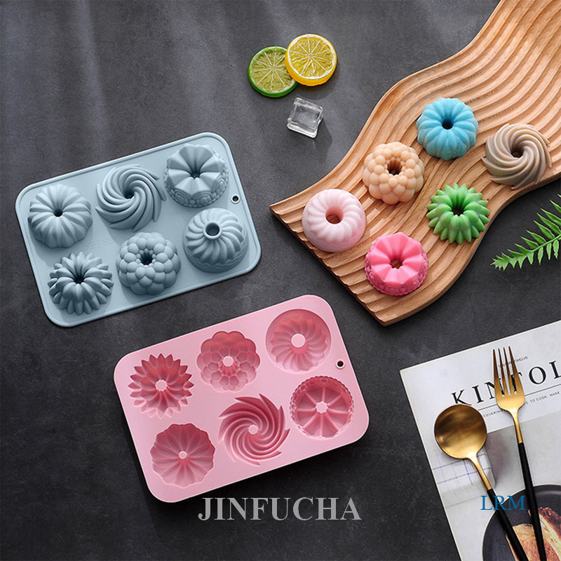 金富茶矽膠甜甜圈模具三維心漩渦形鬆餅杯烤盤巧克力肥皂蠟燭模具蛋糕裝飾廚房工具