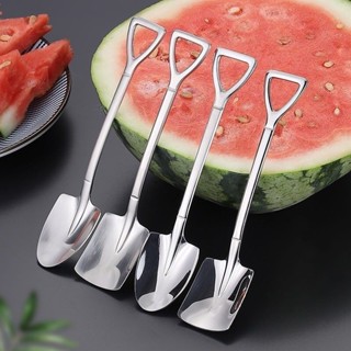 勺子 不鏽鋼鐵鍬勺子 家用創意甜品西瓜勺 湯匙可愛鏟子水果湯勺