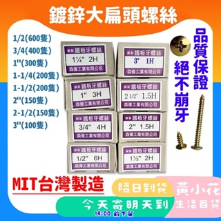 🚀蝦皮隔日配達🔥鍍鋅鐵板牙螺絲 大扁頭1/2 3/4 1" 1-1/4鐵板牙螺絲 鐵皮螺絲 螺絲 鐵盒螺絲 水電