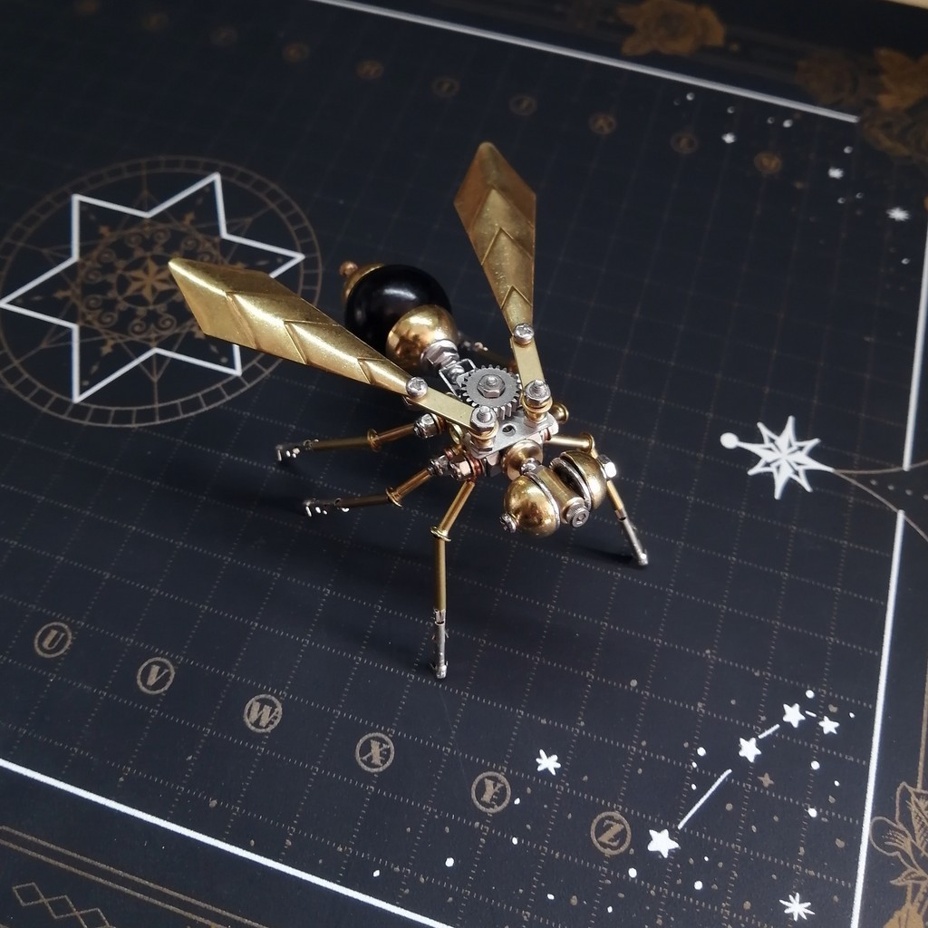 【手工製作】蒸汽朋克機械昆蟲小馬蜂金屬拼裝模型DIY拼圖解壓玩具@創意藝術品