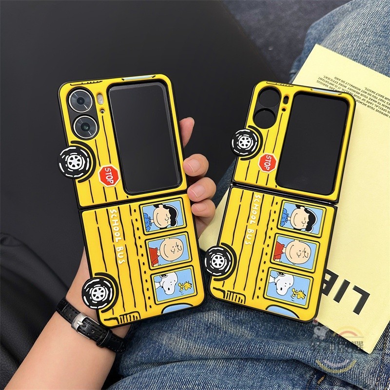 OPPO 卡通手機殼 個性卡通巴士OPPO N2 flip摺疊硬殼 適用OPPO find N3 flip手機殼 jpz