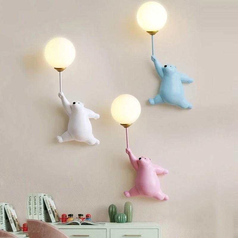 霓虹燈飾》創意LED小熊壁燈 可愛兒童房臥室燈 動物壁燈 牆壁背景牆裝飾燈110V