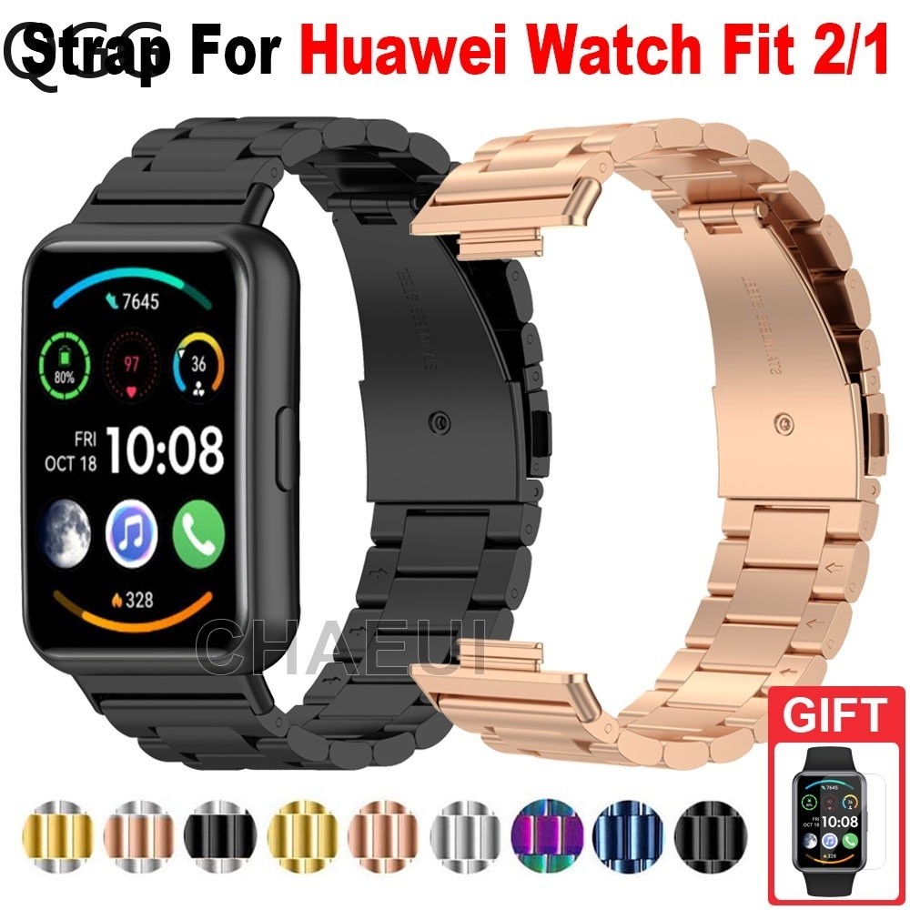 適用華為 watch Fit 2 金屬錶帶 不鏽鋼錶帶 Huawei watch Fit 三株腕帶 替換腕帶