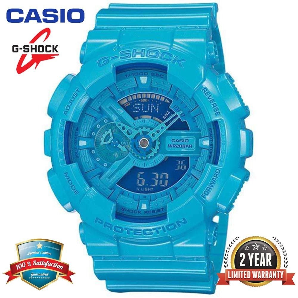 Cassio Shock GA110 男士運動手錶雙時間顯示 200M 防水防震防水世界時間 LED 自動燈運動手錶