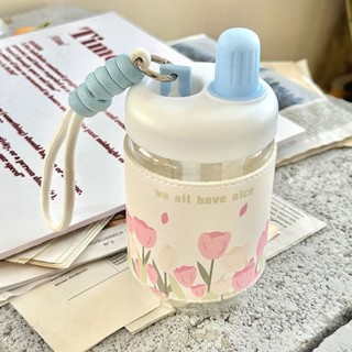 【新品5折促銷】高顏值玻璃杯ins可愛女生吸管水杯簡約咖啡杯隨行奶茶杯清倉福袋