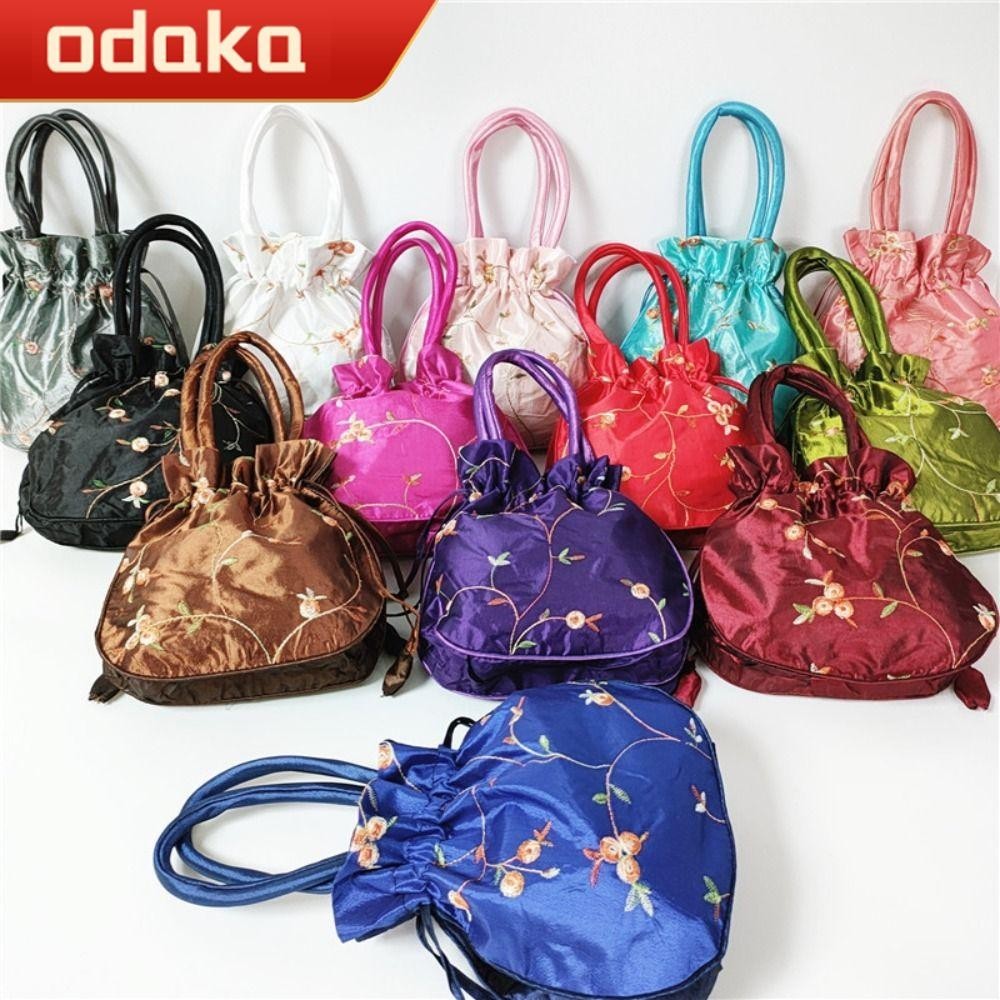 ODAKA小水桶包,手工製作繡花WomenFlower手提包,頂部手柄民族風格錢包民族風格錢包