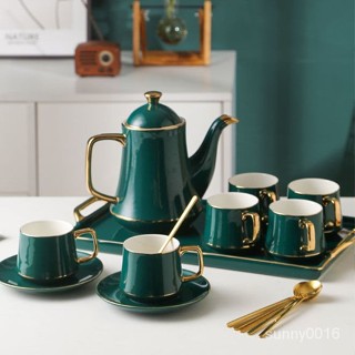 北歐茶具套裝家用整套托盤咖啡杯套裝簡約陶瓷小奢華下午茶功夫茶
