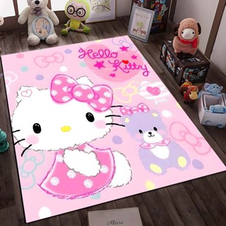 Anrio Hello Kitty 印花地毯客廳臥室兒童房家居裝飾粉色房間裝飾防滑墊