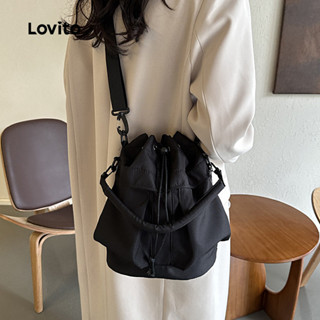 Lovito 休閒素色超大容量多功能日常通勤女士小斜揹包 LFA72090