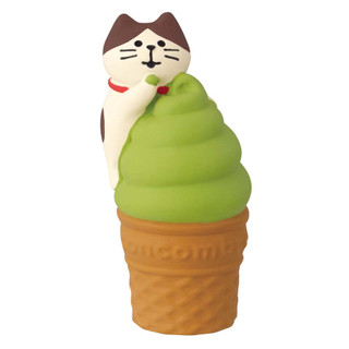 日本 DECOLE Concombre 福茶園公仔/ 小貓和抹茶霜淇淋 eslite誠品
