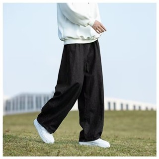 【HOT 本舖】男裝 秋季美式哈倫大碼牛仔褲男深藍色古著流行長褲時尚常規新款潮流