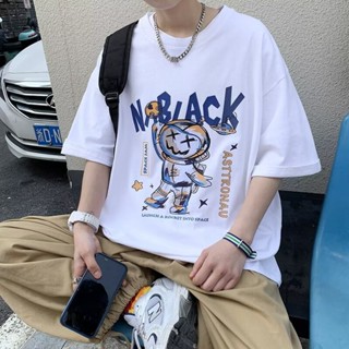 【HOT 本舖】男裝 五分袖青少年潮美式vibe高街T恤男夏季卡通短袖時尚小眾半袖上衣