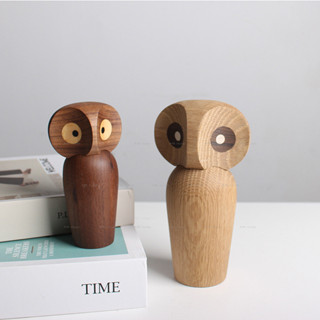 北歐丹麥木質工藝品貓頭鷹木質生日禮物創意學生木偶木製家居擺件