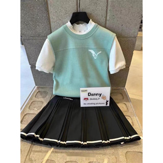 【現貨優選 好品質】高爾夫球衣 韓國女裝 高爾夫女裝 24新款韓國高爾夫服裝女裝休閒運動圓領緊身無袖百搭針織馬甲