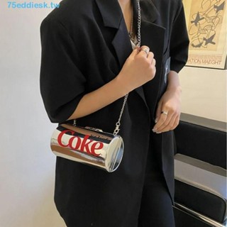 EDDIESK可樂可樂斜挎包,飲料罐迷你PopCan單肩包,創意銀色防水金屬鏈健怡可樂袋女孩