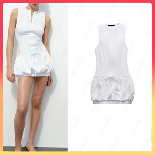 ZA 夏季新品女裝圓領無袖氣球式裙襬短版連身褲式洋裝 3152319