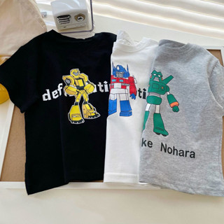 ✨80-150碼 兒童短袖 純棉男寶寶兒童短袖T恤2024變形金剛機器人中兒童裝上衣夏