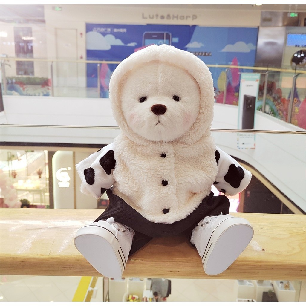 【萌寶 僅售娃衣】關節熊泰迪熊玩偶衣服30cm娃衣奶牛套裝可愛換裝