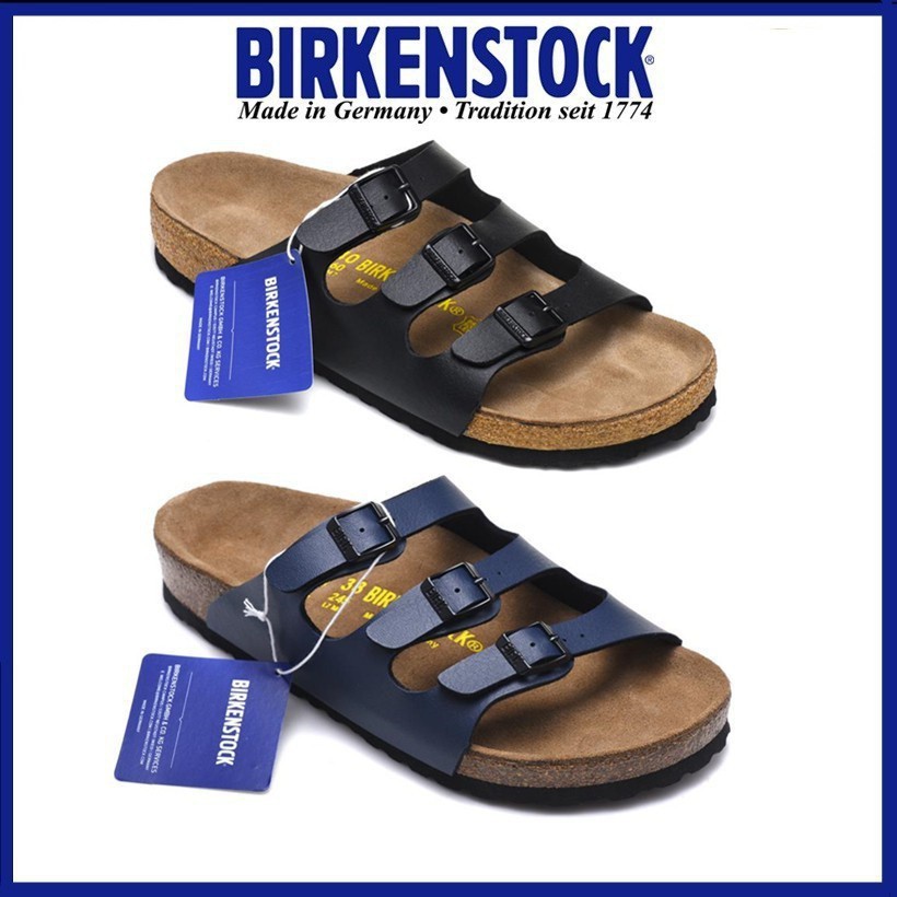 BIRKENSTOCK 勃肯男女經典軟木拖鞋沙灘休閒鞋佛羅里達系列黑/藍 35-46
