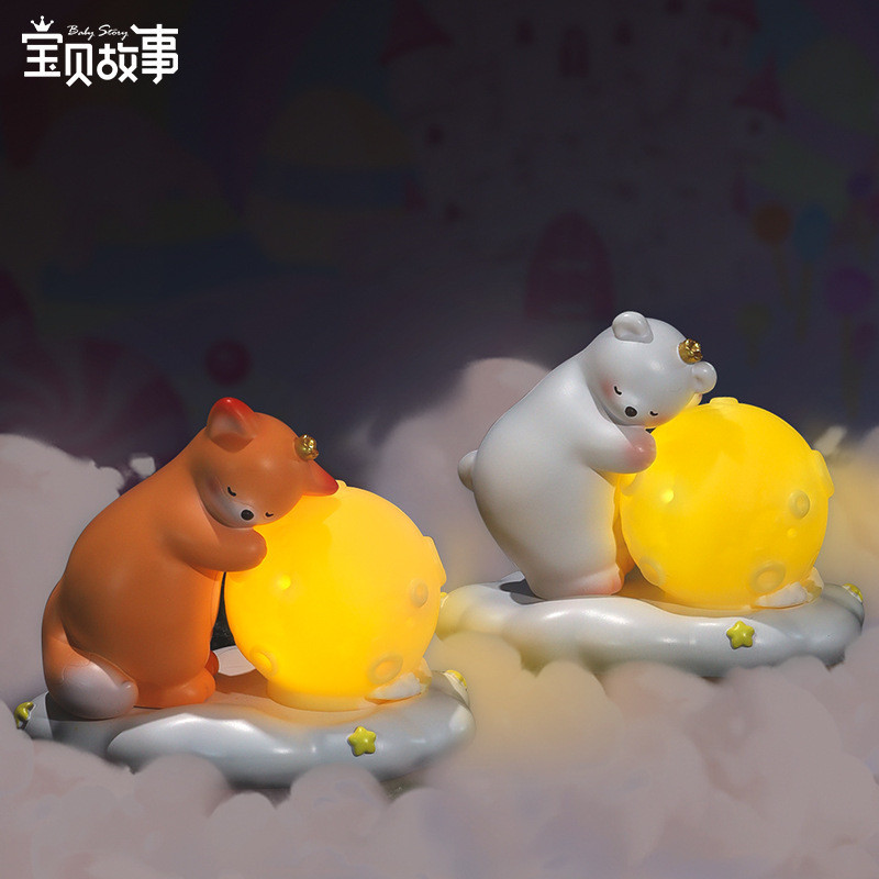 [dhshop] 溫暖抱抱小夜燈 可愛卡通小熊搪膠燈 臥室床頭燈 地攤擺件 生日禮物