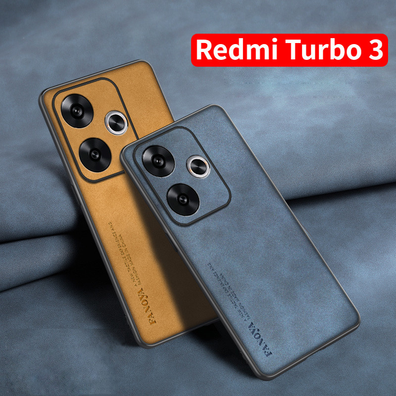 XIAOMI REDMI 適用於小米紅米 Turbo 3 2024 Poco F6 Pro 手機殼豪華磨砂皮套簡約 Tu