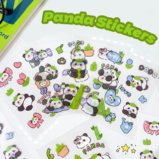 10 張可愛卡通熊貓貼紙裝飾 DIY 材料防水透明 PET 貼花