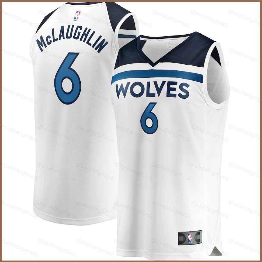Sl NBA 明尼蘇達森林狼隊 Jordan McLaughlin 球衣圖標版海軍白色兒童成人加大碼
