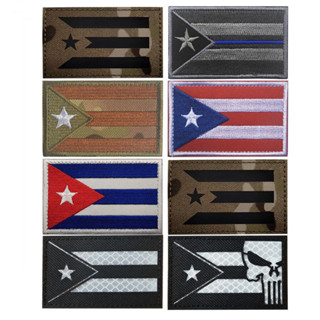 南美國旗 Puerto Rico IR 識別徽章古巴反光臂章士氣徽章戰術補丁,帶鉤環貼花的軍用補丁夾克、背包