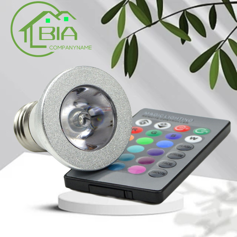 Bia LED RGB射燈燈泡,E27接口,5W,七彩遙控紅外線調光彩飾氛圍小夜燈,85-265V,RGB+白光