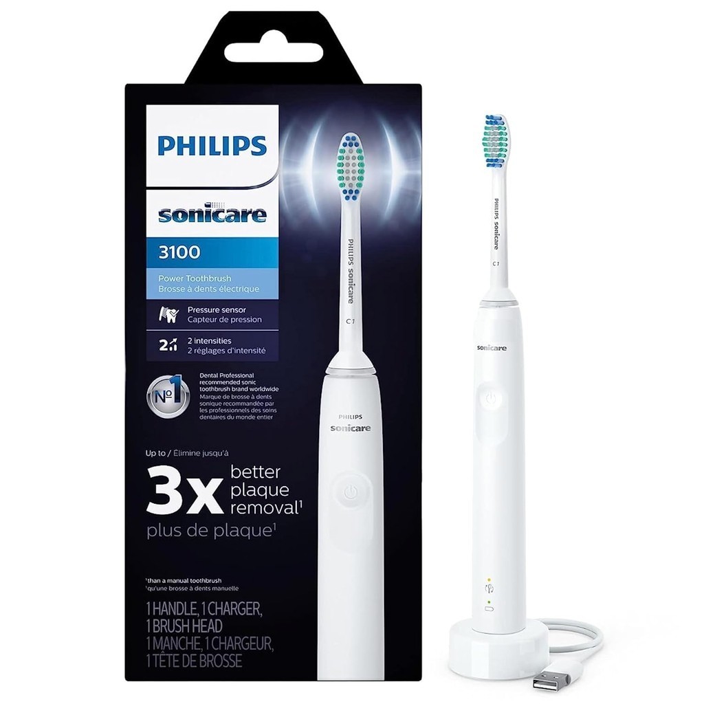 飛利浦 Philips Sonicare 3100 系列電動牙刷,帶壓力傳感器的可充電電動牙刷,HX3681(免費盒)