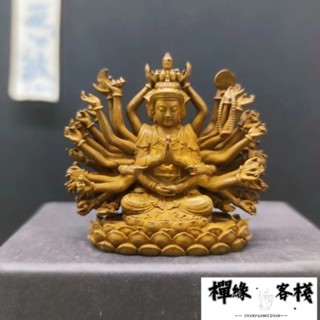 【免運】準提菩薩 純銅實心銅擺件 準提佛母像隨身 韆手觀音 小佛像迷你精緻裝飾品