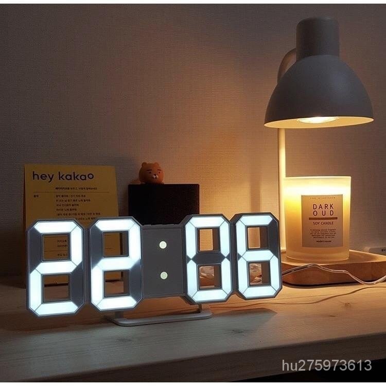 韓系電子數字鐘 電子掛鐘 3D立體電子鐘 LED掛鐘 日歷顯示器 白光 電子鐘 數字鐘 鬧鐘 鬧鐘 時鐘3d數字時鐘簡約