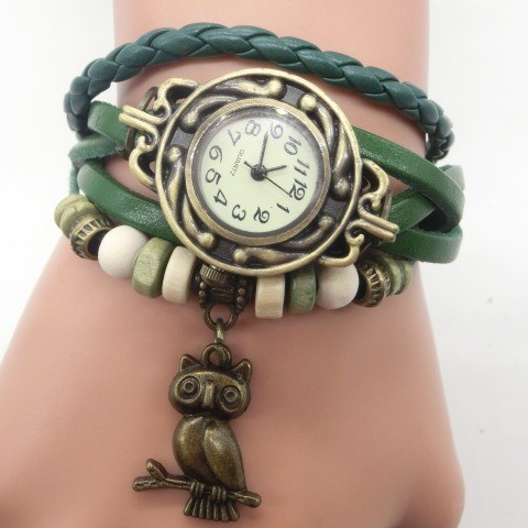 手錶 復古腕錶 時尚女士手鍊手錶貓頭鷹吊墜腕錶情侶學生手錶