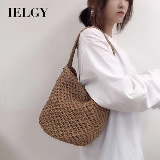 IELGY 女士手工編織水桶包 海邊度假沙灘包