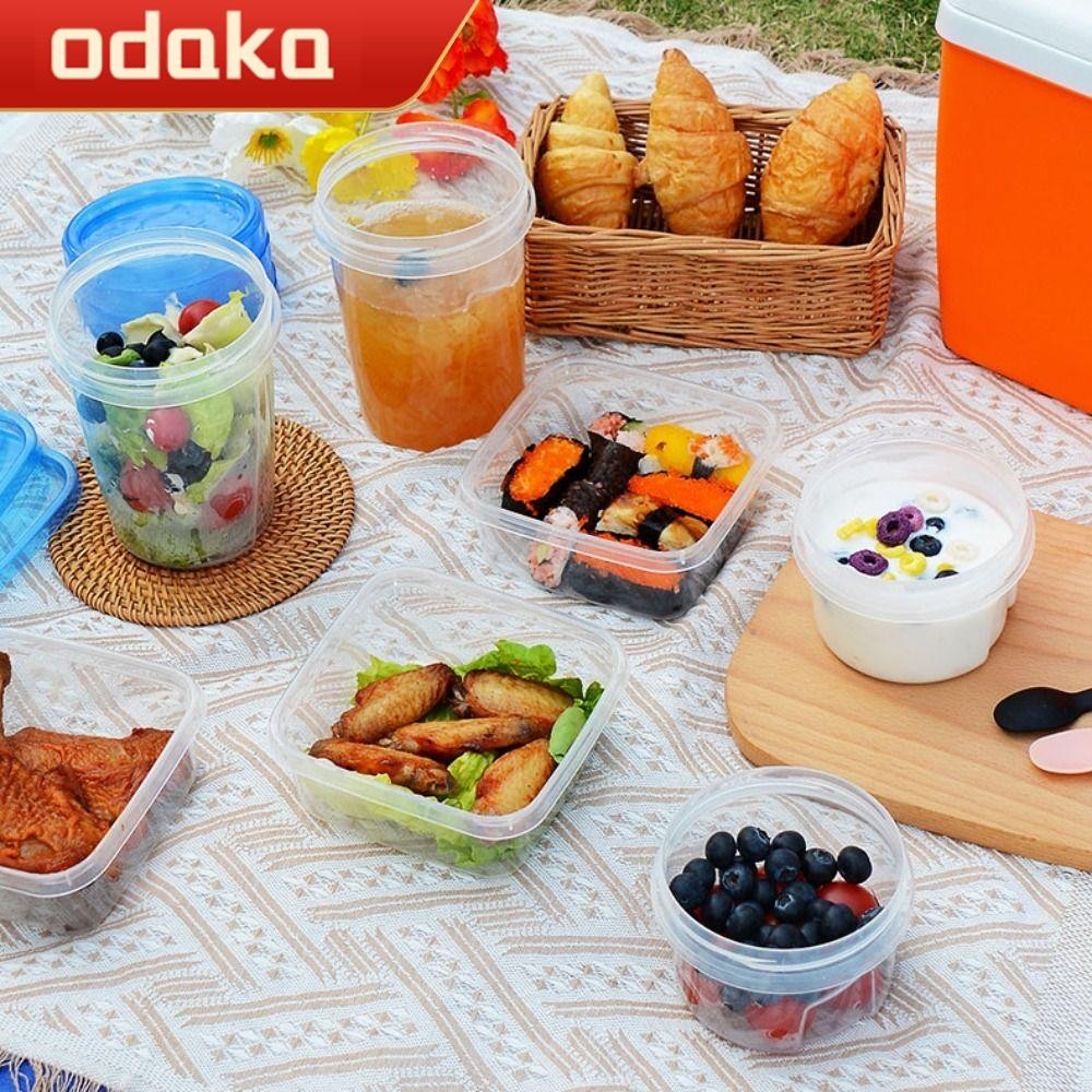 ODAKA冰箱容器,透明廚房整理器食物儲存盒,便攜式保持新鮮圓形微波爐保鮮盒沙拉