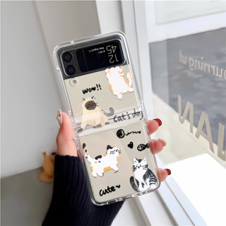 可愛小魚貓咪 三星Galaxy ZFlip4 OPPO 三星折疊手機殼zflip3 5保護殼Samsung硬殼防震