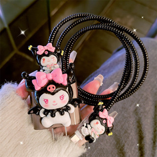 三麗鷗 SAMSUNG 全新 Sanrio Kuromi 數據線保護套 25w 適用於三星 25w 充電器卡通防斷裂充電