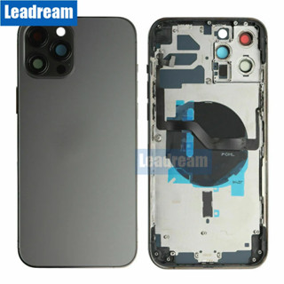 後殻蓋適用於 iPhone 12 Pro Max 12 mini 後電池門後玻璃帶底盤框架 + SIM 託盤 + 側鍵部