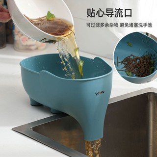 【臺灣發貨】大象網紅瀝水籃無痕幹濕分離剩菜過濾網廚房水槽洗碗池果蔬收納籃