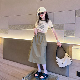 女童半身裙套裝夏季新品百搭圓領兒童童裝網紅感高階休閒兩件套潮