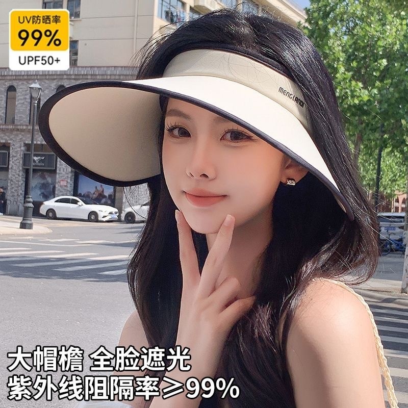 韓版女款太陽帽防曬 大帽簷遮陽帽子 可摺疊 可調整伸縮帽 空頂太陽帽 戶外遮陽帽 防紫外線 防晒帽