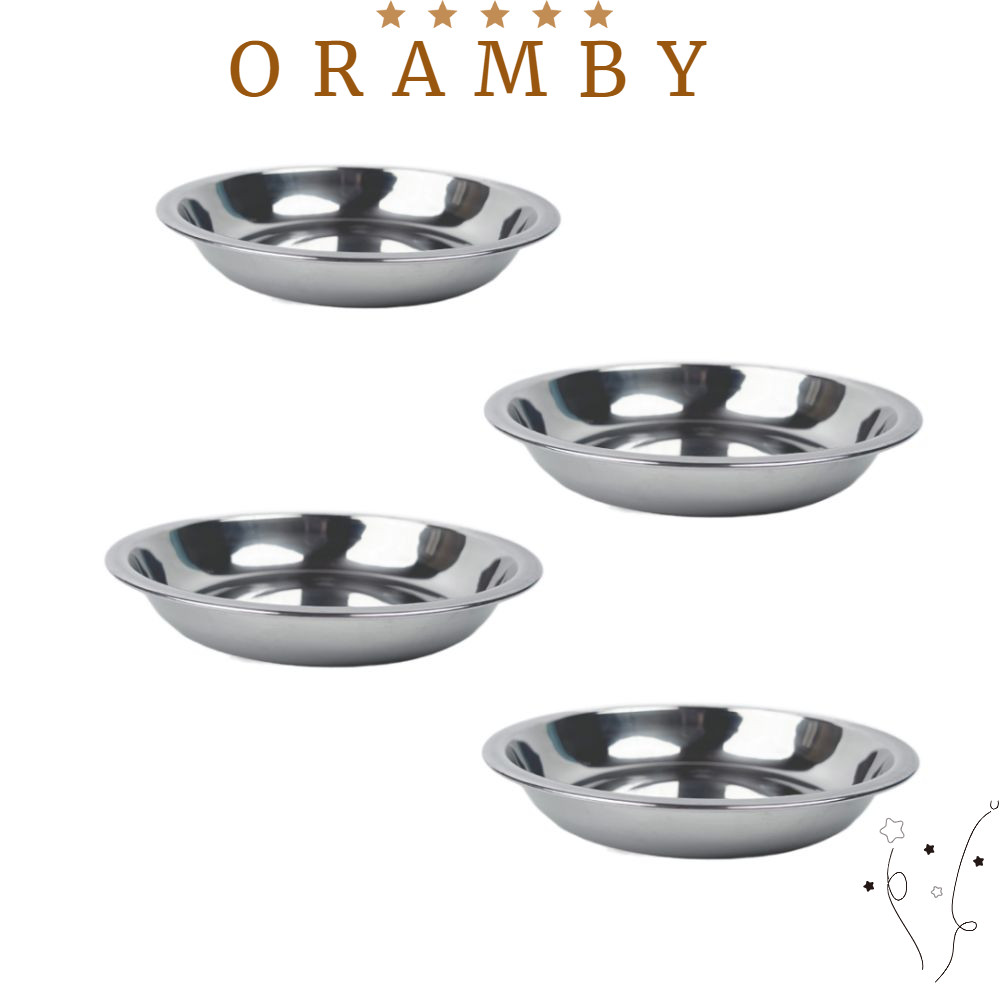 ORAMBEAUTY4Pcs金屬貓碟,適合高架支架不銹鋼貓碗,狗貓18厘米淺小貓碗寵物餵養