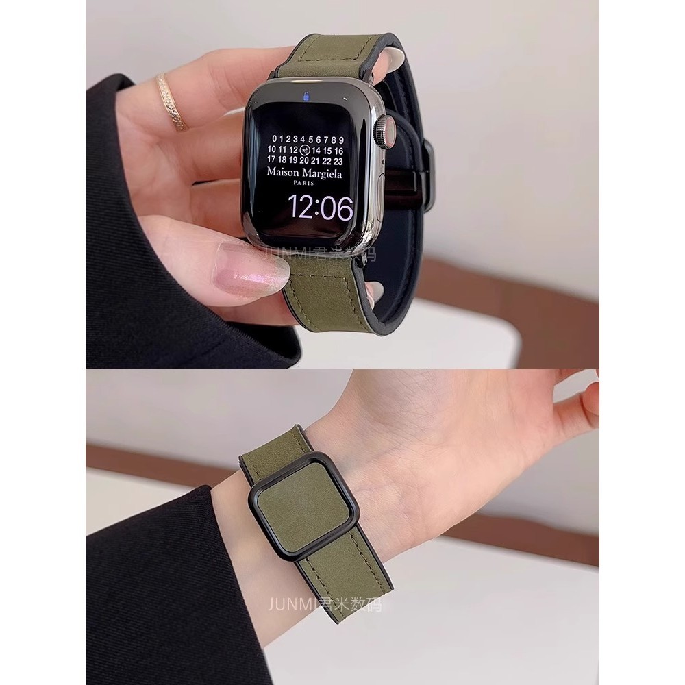小米手錶超值版瘋馬紋真皮質磁吸扣表帶適用Redmi Watch4 Redmi Watch3 紅米手錶3active 紅米