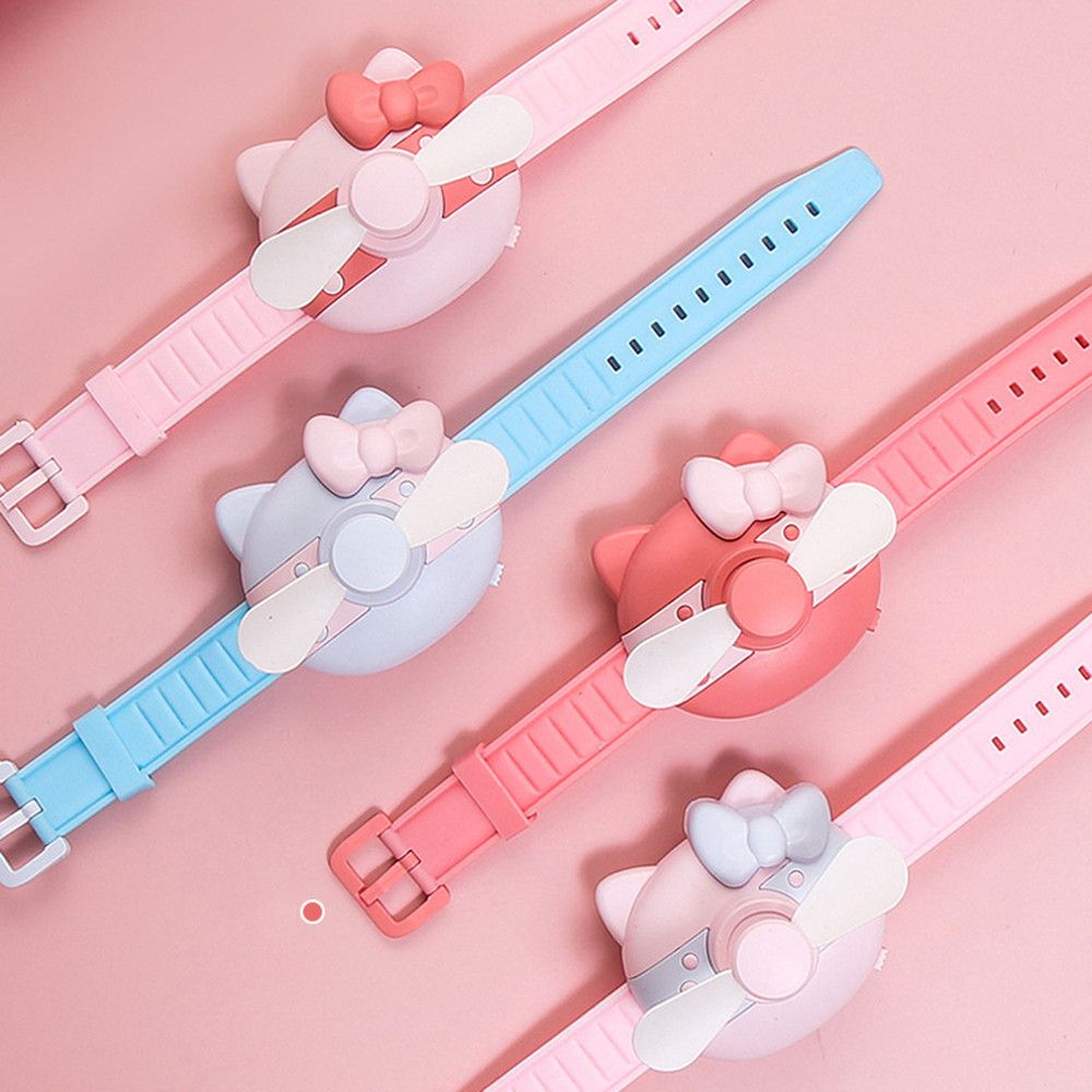 Hello Kitty手錶風扇USB充電便攜學生兒童卡通可愛電動手腕小風扇