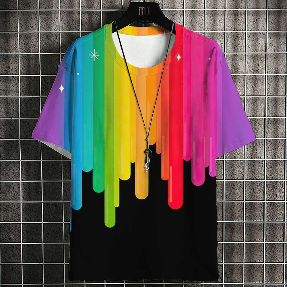 彩虹色休閒短袖 T 恤 LGBT LGBT LGBT 愛女同性戀圖案,男女皆宜,男女皆宜
